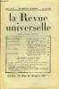 LA REVUE UNIVERSELLE TOME 50 N°10 - Henry BORDEAUX de l’Académie française. Souvenirs littéraires et impressions de Belgique. René BENJAMIN. Charles ...