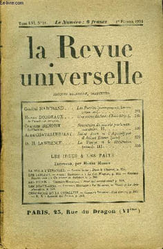 LA REVUE UNIVERSELLE TOME 56 N°21 - Général MARCHAND. Les Patries (avant-propos de Lucien Corpechot). Henry BORDEAUX de l’Académie française. Une ...