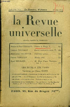 LA REVUE UNIVERSELLE TOME 57 N°6 - Jérôme et Jean THARAUD. Vienne la Rouge. I. Camille MAUCLAIR. Quatre sanctuaires grecs. II.Jean-Louis VAUDOYER. ...
