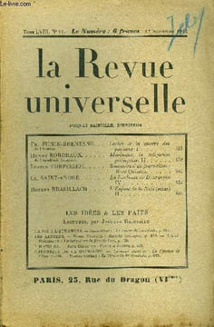 LA REVUE UNIVERSELLE TOME 58 N°11 - Fr. FUNCK-BRENTANO de l’institut. Luther et la guerre des paysans. I. Henry BORDEAUX de l’Académie française. ...