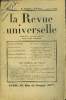 LA REVUE UNIVERSELLE TOME 65 N°1 - Maurice BARRÉS. Mes Cahiers (1913-1914). Pierre LAFUE. Le Coup de force hitlerien ou la Dernière étape. Lucien ...