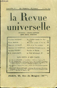 LA REVUE UNIVERSELLE TOME 69 N°6 - Oliveira SALAZAR. La Position morale du Portugal. Henri MASS IS. Mussolini comme je l’ai vu.Bernard GRASSET. Rilke ...