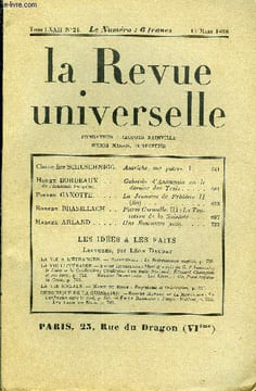 LA REVUE UNIVERSELLE TOME 72 N°24 - Chancelier SCHUSCHNIGG.Autriche, ma patrie. I. Henry BORDEAUX de l’Académie française. Gabriele d'Annunzio ou le ...