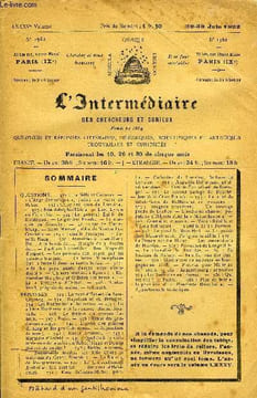 L'INTERMEDIAIRE DES CHERCHEURS ET CURIEUX N° 1562 - QUESTIONS. — 521 : La Môle et Coconas. — « L’Ange domestique », poésie de Henri de Balzac. — 522 : ...