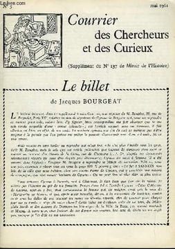 "COURRIER DES CHERCHEURS ET DES CURIEUX N° 5 - Sur Bonaparte franc-maçon, sur Raoul VI de Gaucourt, sur le mot : ""Monsieur X.. je vous ai fait ...
