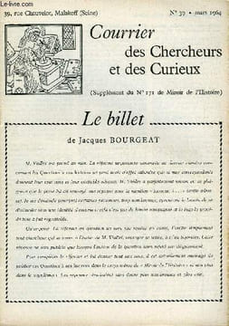 "COURRIER DES CHERCHEURS ET DES CURIEUX N° 39 - Sur le sort de certains évêques sous la Révolution, sur Saint-Aignan-le-Jaillard, zsur le ""Brave ...