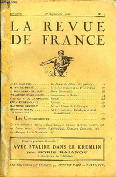 LA REVUE DE FRANCE 10e ANNEE N°17 - JEAN DAMASE. La Femme de Pilate (2me partie). . .G. ANDRÉ-HESSE. L’Amiral Duperré et la Prise d’Alger.J. ...