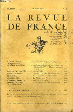 LA REVUE DE FRANCE 12e ANNEE N°7 - GASTON CHÉRAU de l’Académie Goncourt. Celui du Bois Jacqueline (1re partie) . .GÉNÉRAL ROSSETTI . La Campagne de ...