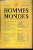 LA REVUE HOMMES ET MONDES N° 59 - Vingt ans en 1951 - Enquête sur les jeunes ROBERT KANTERS ethommes d’aujourd'hui. [Conclusion]. GILBERT ...