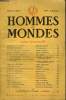 LA REVUE HOMMES ET MONDES N° 85 - Comprendre et inventer (II).. BERNARD GRASSET ...Transports modernes. LOUIS ARMANDTruites et ruisseaux d'Auvergne. ...