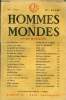 LA REVUE HOMMES ET MONDES N° 94 - Les Aristocrates (roman).. MICHEL DE SAINT-PIERRE.L'affaire Mac Carthy. PIERRE DE BOISDEFFRE.. . .Les grands fonds ...