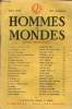 LA REVUE HOMMES ET MONDES N° 95 - La bataille de Rome en 1944.. MARÉCHAL JUIN .Les Aristocrates (roman) ..MICHEL DE SAINT-PIERRELe Sud-Est Asiatique ...
