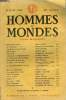 LA REVUE HOMMES ET MONDES N° 96 - Monsieur Chou En-Lai. JEAN A. KEIMLes Aristocrates (roman).. MICHEL DE SAINT-PIERRE.L'an dernier à Luang Prabang.. ...