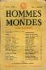 LA REVUE HOMMES ET MONDES N° 97 - Discours pour le centenaire de la mort de Lamennais . ANDRÉ MAUROIS .de l'Académie Française.Bagatelle. COMTE DE ...