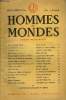 LA REVUE HOMMES ET MONDES N° 98 - Chère et Grande Colette... RENÉ LALOU Les Aristocrates (roman). MICHEL DE SAINT-PIERRE.« Good Bye Suez! ». SIMONE ...