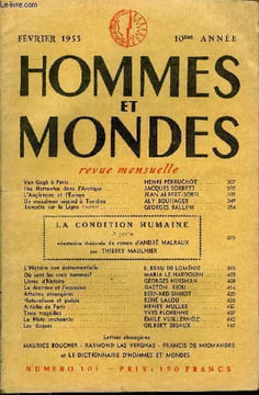 LA REVUE HOMMES ET MONDES N° 103 - Van Gogh à Paris. HENRI PERRUCHOTIles flottantes dans l'Arctique. JACQUES SORBETS.L'Angleterre et l'Europe. JEAN ...