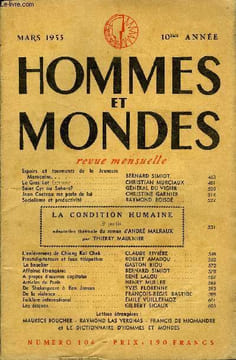 LA REVUE HOMMES ET MONDES N° 104 - Espoirs et tourments de la JeunesseMarocaine. BERNARD SIMIOT...Le Gros Lot (roman) . CHRISTIAN MURCIAUXSaint-Cyr au ...