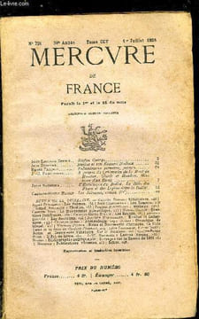 MERCURE DE FRANCE N° 721 - TOME CCV - Stefan George par Jean Edouard Spenlé, Racine et son Ennemi Boileau par Jean Demeure, Enluminures persanes par ...