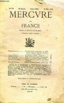 MERCURE DE FRANCE N° 742 - TOME CCXII - Pierre Lasserre. La Philosophie catholique au XIXe siècle, d'après l'Education philosophique d Ernest ...