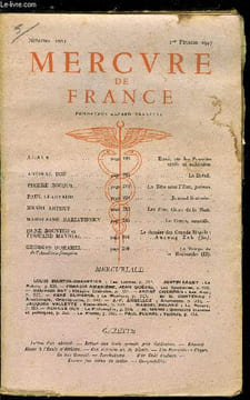 MERCURE DE FRANCE N° 1002 - Essais sur les pouvoirs civils et militaires par Alain, Le Brésil par Antoine Bon, La tête sous l'eau par Pierre Boujut, ...