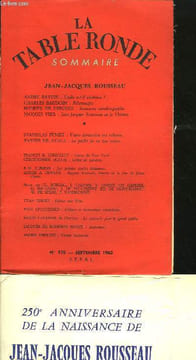 LA TABLE RONDE N° 176 + bandeau éditeur - JEAN-JACQUES ROUSSEAU.ANDRE RAVIER : Emile est-il chrétien ?CHARLES BAUDOIN : Pèlerinages.MANUEL DE DIEGUEZ ...