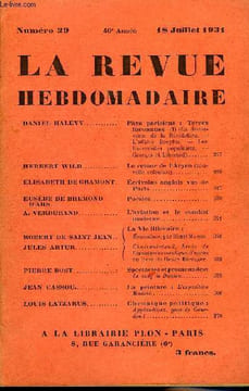 LA REVUE HEBDOMADAIRE ET SON SUPPLEMENT ILLUSTRE L'INSTANTANE TOME VII N°29 - DANIEL HALÉVY. Pays parisiens : Terres inconnues (I) (La découverte de ...