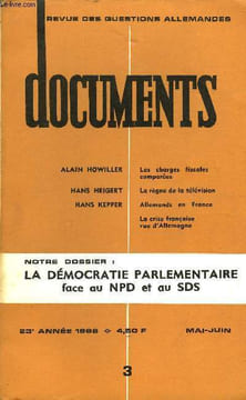DOCUMENTS - REVUE DES QUESTIONS ALLEMANDES 23e ANNEE N°3 - ALAIN HOWILLER : Les charges fiscales comparées. HANS HEIGERT : Le règne de la télévision. ...