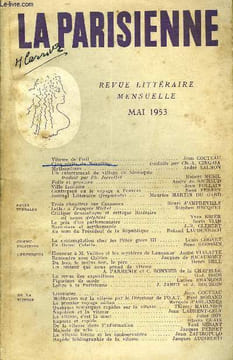LA PARISIENNE N° 5 - Vitesse de l’oeil ..Jean COCTEAU. Cinq récits du Novellino... traduits par Ch.-A. CINGRIA. Mythomiines. André SALMON. Un ...