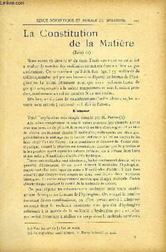 REVUE SCIENTIFIQUE ET MORALE DU SPIRITISME 8e ANNEE N°4 - La constitution de la matière. G. Delanne.Fédération spirite du Sud-Ouest.Recherches sur la ...