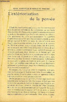 REVUE SCIENTIFIQUE ET MORALE DU SPIRITISME 8e ANNEE N°9 - L’extériorisation de la pensée. Gabriel Delanne.La Revenante. Hugues le Roux.Lettre ouverte ...