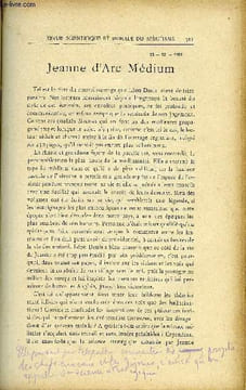 REVUE SCIENTIFIQUE ET MORALE DU SPIRITISME 14e ANNEE N°6 - Jeanne d’Arc Médium. G. DELANNE. Phénomènes d’écriture directe et d’apport. Dr F. Breton. ...