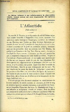 REVUE SCIENTIFIQUE ET MORALE DU SPIRITISME 17e ANNEE N°9 - L’Atlantide (suite et fin)..Gabriel DeLANNB.Spiritisme et cryptopsychie. L. Chevreuil. Les ...