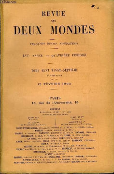 REVUE DES DEUX MONDES LXVe ANNEE N°4 - I.—LORD HYLAND, histoire véritable, par M. Robert deBonnières.II.— LE RÈGNE DE L’ARGENT. — IV. LES GRANDES ...
