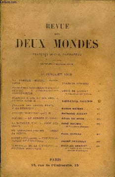 REVUE DES DEUX MONDES LXXXVIIIe ANNEE N°1 - LA FAMILLE MESSAL. PREMIÈREPARTIE. CHARLES GÉNIAUX.PROBLÈMES ÉCONOMIQUES D’APRÈSGUERRE. - I. ...
