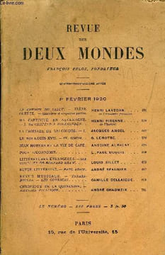 REVUE DES DEUX MONDES XCe ANNEE N°3 - LE CHEMIN DU SALUT. — IRÈNE OLETTE. — Quatrième et cinquième parties. HENRI LAVEDAN de l'Acad&mie française.MA ...