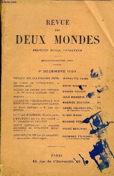 REVUE DES DEUX MONDES XCe ANNEE N°3 - VOYAGE EN ALLEMAGNE (1870). HIPPOLYTE TAINE. .AU TEMPS DE L’INNOCENCE. -Deuxième partie..EDITH WHARTON .SCÈNES ...