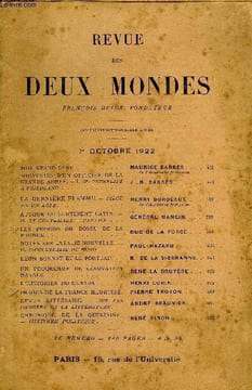 REVUE DES DEUX MONDES XCIIe ANNEE N°3 - MON GRAND-PERE..MAURICE BARRES de l'Academie française.SOUVENIRS D’UN OFFICIER DE LA GRANDE ARMÉE. — I. ...