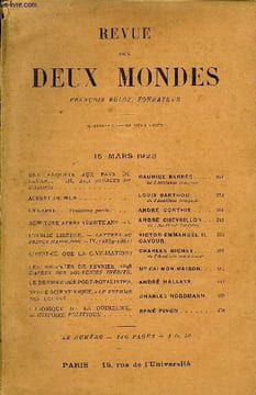 REVUE DES DEUX MONDES XCIIIe ANNEE N°2 - UNE ENQUETE AUX - PAYS DU LEVANT. - III. AUX SOURCES DE L'ADONIS. MAURICE BARRÉS de ...
