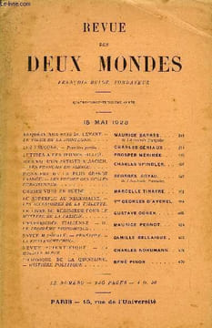 REVUE DES DEUX MONDES XCIIIe ANNEE N°2 - ENQUÊTE AUX PAYS DU LEVANT. - LE VIEUX DE LA MONTAGNE. MAURICE BARRÉS. .de l'Académie française.LES FAUCONS. ...