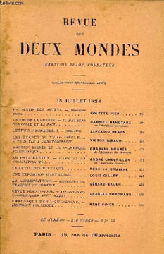 REVUE DES DEUX MONDES XCIVe ANNEE N°2 - LE FESTIN DES AUTRES. — Deuxième partie COLETTE YVER..LA FIN DE LA GUERRE. - II. L'EUROPE NOUVELLE ET LA PAIX. ...
