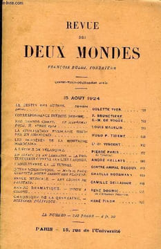 REVUE DES DEUX MONDES XCIVe ANNEE N°4 - LE FESTIN DES AUTRES. - Dernière partie COLETTE YVER.CORRESPONDANCE INÉDITE (1892-1906). . F- BRUNETIÈRE.E.-M. ...