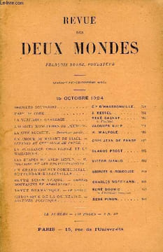 REVUE DES DEUX MONDES XCIVe ANNEE N°4 - DERNIERS SOUVENIRS..CTE D’HAUSSONVILLE .MARY DE CORK. J. KESSEL..LA VÉRITABLE CARTHAGE. RENÉ CAGNAT. de ...
