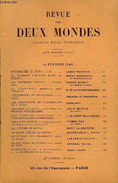 REVUE DES DEUX MONDES CXe ANNEE N°4 - LETTRES DE JEUNESSE. — II.. LOUIS PASTEUR..LA JEUNESSE FÉMININE DANS LA GUERRE. HENRY BORDEAUX. de l'Académie ...