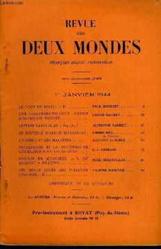 REVUE DES DEUX MONDES CXIVe ANNEE N°1 - LE COUP DE SOLEIL. - II. PAUL BOURGET..UNE CORRESPONDANCE INÉDITE D’ALPHONSE DAUDET. LUCIEN DAUDET..LETTRES ...