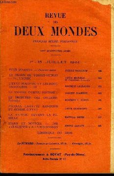 REVUE DES DEUX MONDES CXVIe ANNEE N°10 - FEUX MASQUES. — Première partie. PIERRE VARILLON. LE DRAME DE TORRES-VEDRAS.— IV. L'ECHEC. LOUIS MADELINde ...