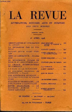 LA REVUE LITTERATURE, HISTOIRE, ARTS ET SCIENCES DES DEUX MONDES PREMIERE ANNEE N°7 - CHRISTIANISME ET CIVILISATION AU CANADA. JEAN BRUCHESI ...