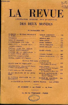 LA REVUE LITTERATURE, HISTOIRE, ARTS ET SCIENCES DES DEUX MONDES DEUXIEME ANNEE N°22 - CARNETS. — LE TSAR NICOLAS II A PARIS. GABRIEL HANOTAUX. de ...