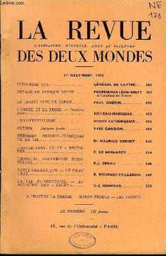 LA REVUE LITTERATURE, HISTOIRE, ARTS ET SCIENCES DES DEUX MONDES N°23 - INDOCHINE 1951.. GÉNÉRAL DE LATTRE.VOYAGE EN AFRIQUE NOIRE.. PROFESSEUR LÉON ...
