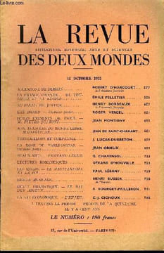 LA REVUE LITTERATURE, HISTOIRE, ARTS ET SCIENCES DES DEUX MONDES N°20 - ALLEMAGNE DE DEMAIN. D’HARCOURT. de l'Academie française.LA FRANCE VIVANTE. — ...