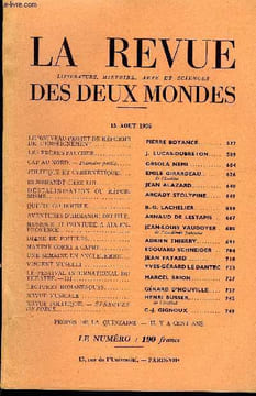 LA REVUE LITTERATURE, HISTOIRE, ARTS ET SCIENCES DES DEUX MONDES N°16 - PROJET DE RÉFORME DE L'ENSEIGNEMENT . PIERRE BOYANCÉ. LES FRÈRES FAUCHER. J- ...